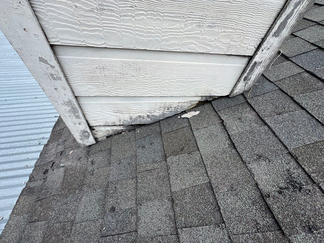 Revamped Roofing close up view of hail damage done to a roof.