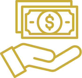 Money hovering over hand icon